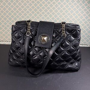 Kate Spade Astor Court 'Elena' Black Quilted Shoulder Bag with Gold Accents